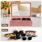 Frebeauty 16-Slot Sunglass Organizer Box, 2 Layer Velvet Sunglasses Holder - Image 6