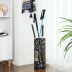 SONGMICS Umbrella Stand, Steel Round, Detachable Drip Tray, 4 Hooks - Image 3