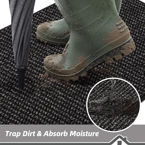 BEQHAUSE Dirt Trapper Door Mat 32" x 48" Half Circle Non Slip Rugs - Image 3