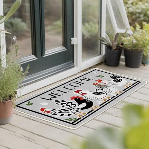 Welcome Farmhouse Chicken Kitchen Rugs Set of 2 - Image 6