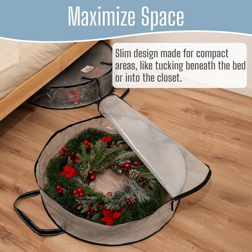 VENO 2 Pack Summer Wreath Storage Container, 30 Inch Clear Wreath Bag, - Image 6