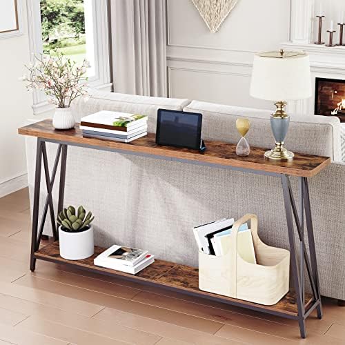 MAHANCRIS Console Table for Entryway, 2-Tier Extra Long Sofa Table Behind Couch - Image 4