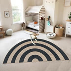 Faux Jute Rug 3x6Ft Half Circle Rainbow Doormat Easy Jute Carpet - Image 3