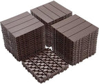 Plastic Interlocking Deck Tiles 12"x12" Waterproof Outdoor Patio Flooring All by INTERHOMART