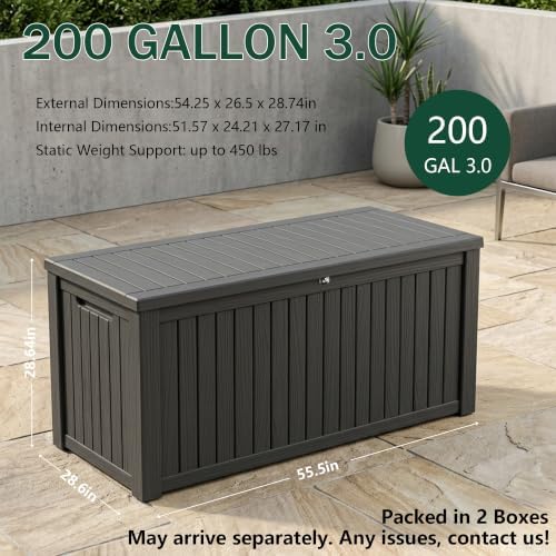 Outdoor Storage Box, 200 Gallon Waterproof Deck Box - Image 2