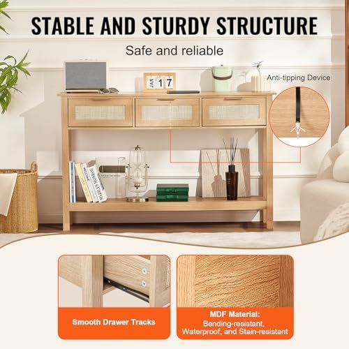 VEVOR 51.3" Rattan Console Table - Image 6