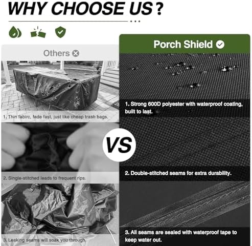 Porch Shield Waterproof Rectangular Patio Table Cover 84 x 56 inch - Image 3