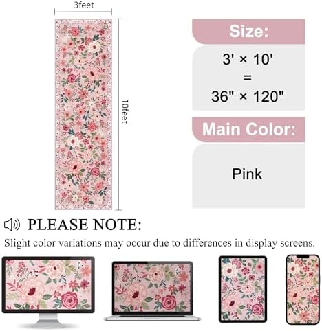 DUKINO 3x10 Runner Rug, Floral Washable Kitchen Runner Rug Non Slip - Image 2