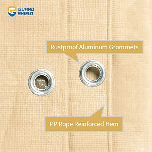 GUARD SHIELD Beige Tarp Heavy Duty Waterproof 20x20 Feet Outdoor Poly Tarps - Image 4