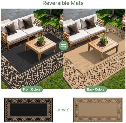 GENIMO Outdoor Rug, Waterproof Plastic Rugs 10'x20' - Image 5