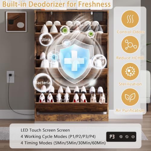 BORNOON Shoe Cabinet with Odor Control and Back Panels, Deodorizing Slim 3-Flip - Image 3