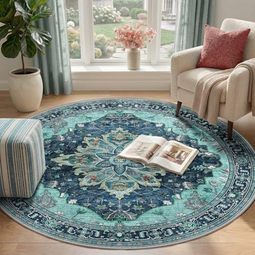 RELEANY Washable Area Rug, Round 4ft - Image 2