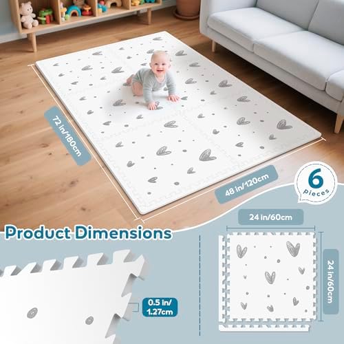 PIGLOG XL Baby Play Mat-72”x 48” Puzzle Play Mat, - Image 2