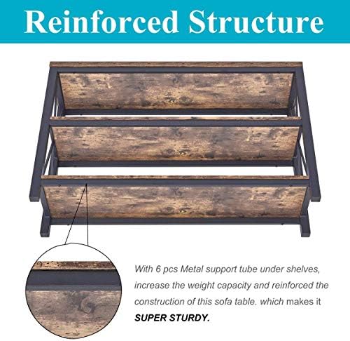 BON AUGURE Sofa Console Table, 3-Tier Wood Entryway Table - Image 5