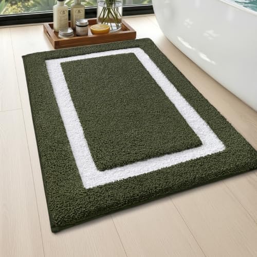 Color&Geometry Mini Green Bathroom Rugs 24x16, Extra Soft Absorbent Microfiber - Image 3