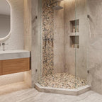Lovdeco Pebble Tiles for Shower and Bathroom Floor, Tumbled Mix River Rock - Image 3