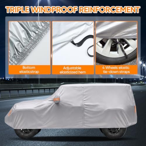 Car Cover for Jeep Wrangler 4 Door 2006-2026 JK JL Outdoor Waterproof Sun Rain - Image 3