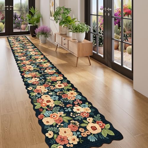 DUKINO 2x14 Hallway Runner Rug, Floral Washable Kitchen Rug - Image 5