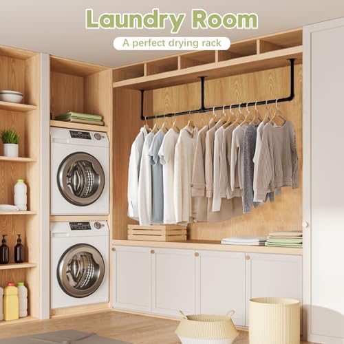 66.1" Industrial Pipe Clothing Rack, Wall Mounted Clothes Rack - Image 2
