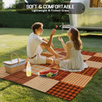 Outdoor Rug, Fall Orange Plaid Gingham Check Indoor Area Rug Outdoor Carpet RV - Image 6