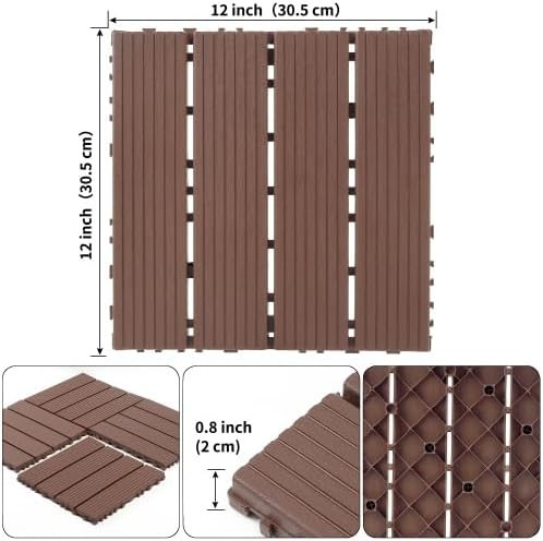 Plastic Interlocking Deck Tiles 12"x12" Waterproof Outdoor Patio Flooring All - Image 2