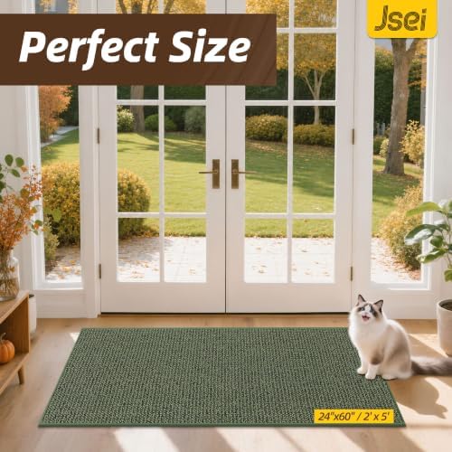 JSEI Dirt Trapper Door Mat 24" x 60", Non-Slip Washable Doormats - Image 2