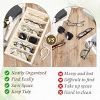 JJUNW 4 Pcs Velvet Sunglasses Organizer Tray, 6 Grids Beige - Image 3