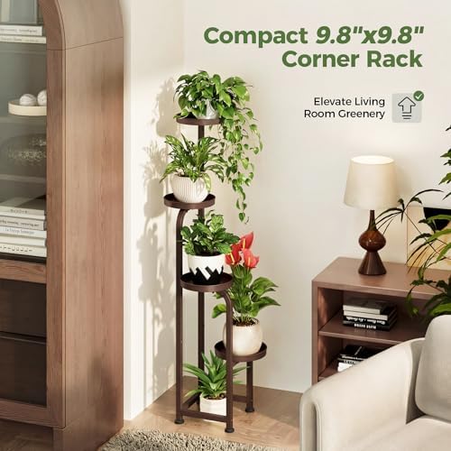 Bamworld Corner Plant Stand Indoor Outdoor Tall Metal Flower Pot Stands - Image 2