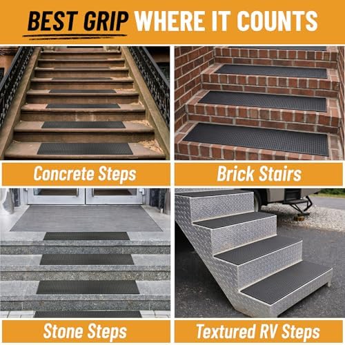 Ottomanson Outdoor Rubber Stair Treads – Dots Heavy-Duty Non-Slip Stair Mats – - Image 5