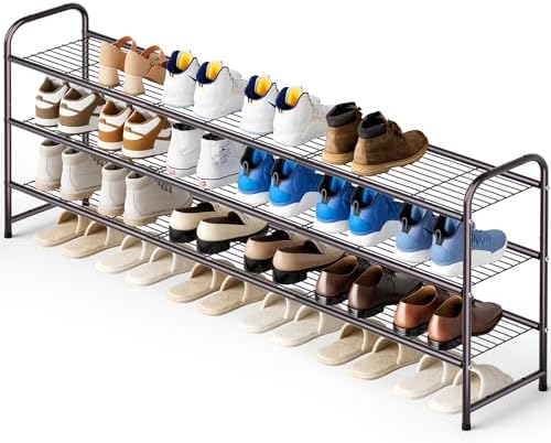 KEETDY Long 3 Tier Shoe Rack for Closet Wide Shoe Storage Organizer Stackable by KEETDY