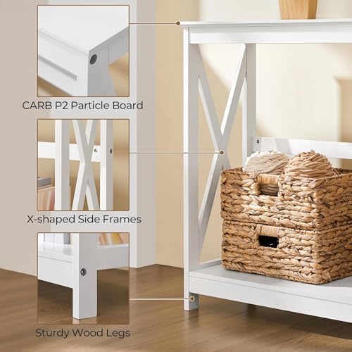Yaheetech Narrow White Entryway Console Table, 2-Tier X-Frame Storage Shelf - Image 5