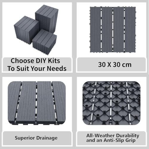 44 Pack Interlocking Deck Tiles, Easy Snap All-Weather Outdoor Deck Tiles - Image 2