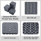 44 Pack Interlocking Deck Tiles, Easy Snap All-Weather Outdoor Deck Tiles - Image 2