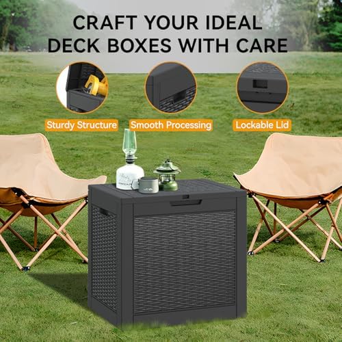KAMABOKO Outdoor Storage Box, 31 Gal Deck Box Outdoor Waterproof, 2 Pack - Image 4