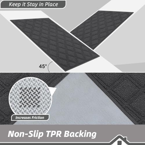 BEQHAUSE Dirt Trapper Door Mat 24" x 36" Non-Slip Washable, Dark Grey - Image 4