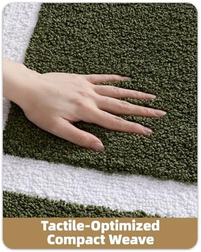 Color&Geometry Mini Green Bathroom Rugs 24x16, Extra Soft Absorbent Microfiber - Image 5
