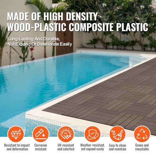 VEVOR Interlocking Deck Tiles Plastic Wood, 27 Pack, Patio Floor Decking - Image 6