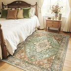 RELEANY Washable Area Rug, Brick/Brown/Green - Image 3