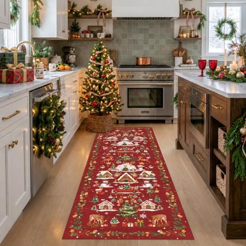 Christmas Runner Rug 2x5 for Hallway by HYHAOYUNLAI
