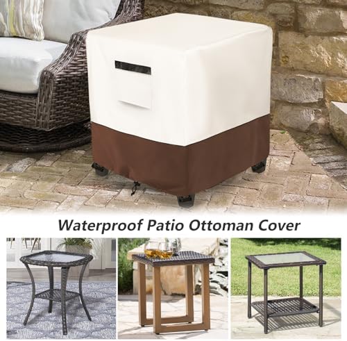 Waterproof Patio Ottoman Cover, Square Patio Small Side Table Cover, Heavy Duty - Image 3
