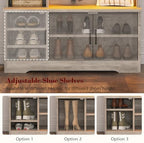 Hall Tree with Bench and Shoe Storage, LED Entryway Bench with Coat Rack - Image 6