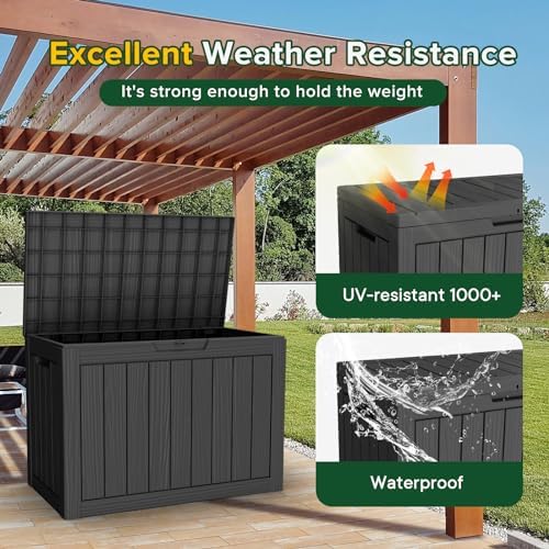 DRATO 50 Gallon Outdoor Storage Box Waterproof, Lockable Resin Deck Box - Image 4