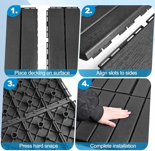 ToLanbbt Plastic Interlocking Deck Tiles 36 Pack 12"x12" Waterproof Indoor - Image 5