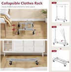 Tajsoon Clothes Rack Collapsible, Rolling Clothing Rack Heavy Duty - Image 6