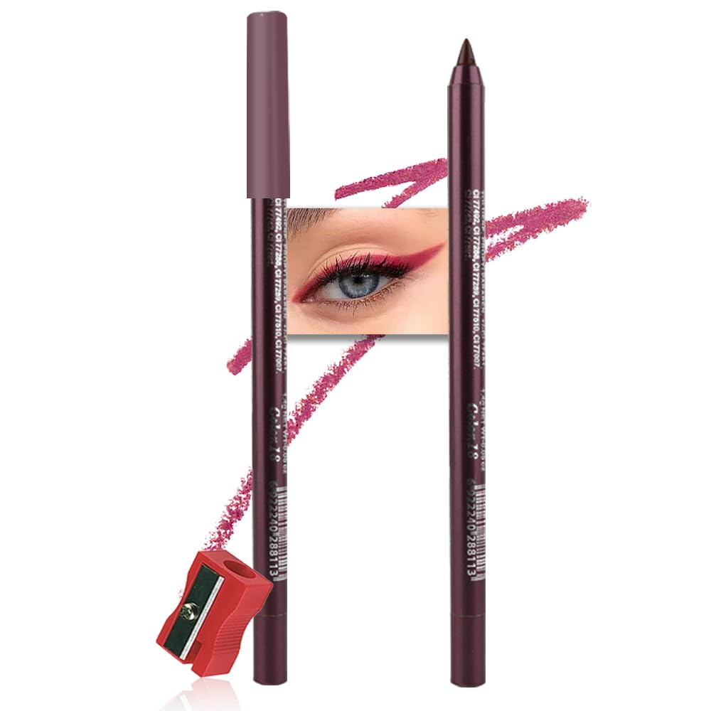 Kaely Gel Eyeliner Pencil for Women, Plum Purple Eye Liner Waterproof Smudge Proof with Sharpener, Waterline Eye Makeup Liners, delineador de ojos contra el agua, Vegan & Cruelty-Free, 18