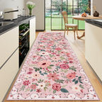 DUKINO 3x10 Runner Rug, Floral Washable Kitchen Runner Rug Non Slip by DUKINO