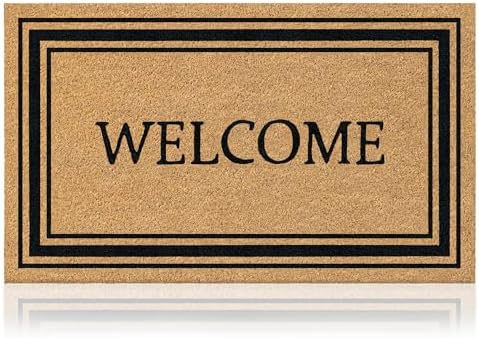 Coir Welcome Mat, Stylish Welcome, 17 x 29 in by AmaruDoorMats
