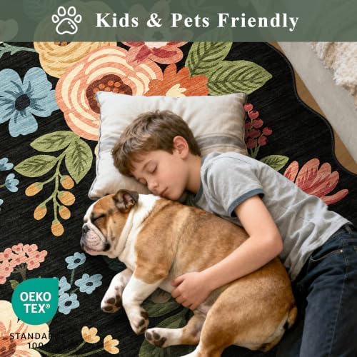DUKINO 6x9 Area Rugs, Floral Washable Rug - Image 4