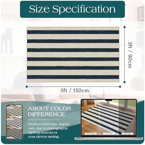 Blue and White Striped Entry Rug - Image 6