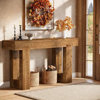 Tribesigns 55-Inch Long Console Table, Solid Wood Rectangular Sofa Table Behind - Image 6